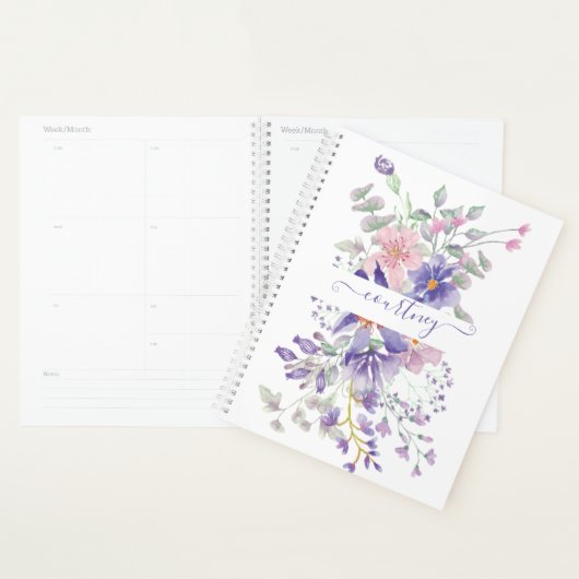 Roze en paarse waterverf op maat planner (Display)