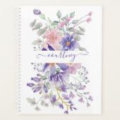 Roze en paarse waterverf op maat planner (Voorkant)