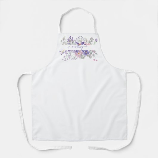 Roze en paarse waterverf op maat schort (Voorkant)