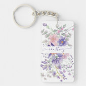 Roze en paarse waterverf op maat sleutelhanger (Voorkant)