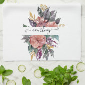 Roze en paarse waterverf op maat theedoek (Gevouwen)