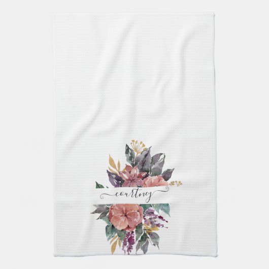 Roze en paarse waterverf op maat theedoek (Verticaal)