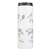 Roze en paarse waterverf op maat thermosbeker (Achterkant)