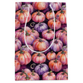 Roze en Paarse Waterverf Pompoenveld Medium Cadeauzakje (Voorkant)