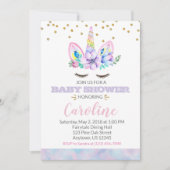 Roze en Paarse Waterverf Stijl Unicorn Baby shower Kaart (Voorkant)