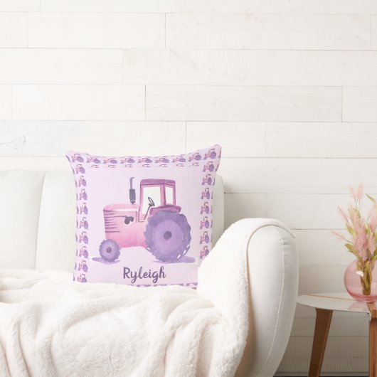 Roze en Paarse Waterverf Tractor Kussen (Bank)