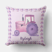 Roze en Paarse Waterverf Tractor Kussen (Voorkant)