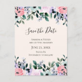 Roze en Paarse Waterverf Uitnodiging Briefkaart (Voorkant)