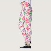 Roze en Paarse Waterverf ventilatorpatroon Leggings (Links)