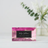 roze en paarse waterverf visitekaartje (Staand voorkant)