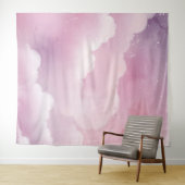 Roze en Paarse Waterverf Wolken Tapestry Wandkleed (In Situ (horizontaal))