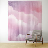 Roze en Paarse Waterverf Wolken Tapestry Wandkleed (In situ)