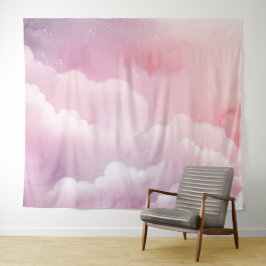 Roze en Paarse Waterverf Wolken Tapestry Wandkleed