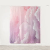 Roze en Paarse Waterverf Wolken Tapestry Wandkleed (Voorkant)