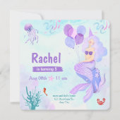 Roze en Paarse Waterverf Zeemeerdag Kaart (Voorkant)