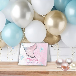 Roze en paarse waterverf zeemeerminstaart bedankkaart