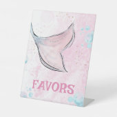 Roze en paarse waterverf zeemeerminstaart gunsten reclamebord met voetstuk (Voorkant)