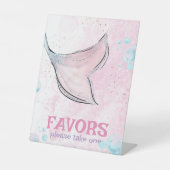 Roze en paarse waterverf zeemeerminstaart gunsten reclamebord met voetstuk (Voorkant)