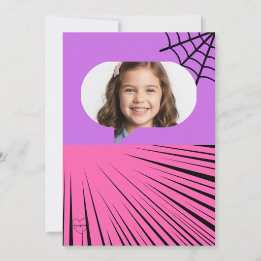 Roze en Paarse Web Comic Birthday Kaart (Achterkant)
