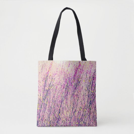 Roze en Paarse Wildflower Art Tas (Voorkant)