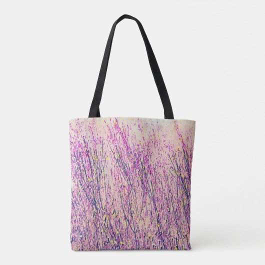  Roze en Paarse Wildflower Art Tas (Achterkant)