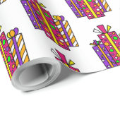 Roze en Paarse witte Cartoon Gifts Cadeaupapier (Rol Hoek)