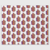 Roze en Paarse witte Cartoon Gifts Cadeaupapier (Vlak)