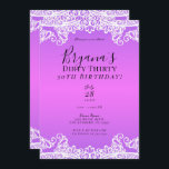 Roze en Paarse witte kant vuil 30 30e verjaardag Kaart<br><div class="desc">Aanpassen voor elke gebeurtenis</div>