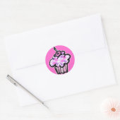 roze en paarse wolken cupcake ronde sticker (Envelop)