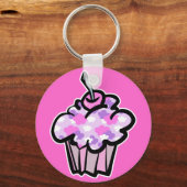 roze en paarse wolken cupcake sleutelhanger (Voorkant)