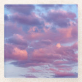 Roze en Paarse wolken Glazen Onderzetter (Voorkant)