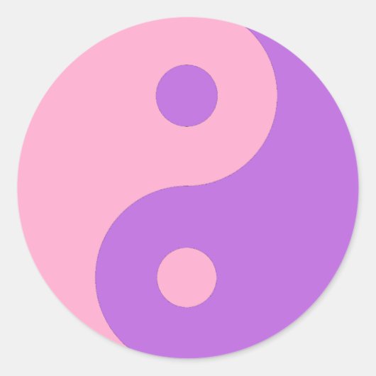 Roze en Paarse Yin Yang Ronde Sticker (Voorkant)