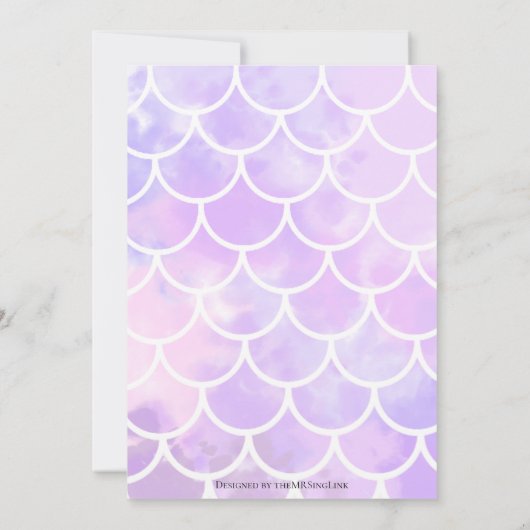 Roze en Paarse Zeemeermin geïnspireerde uitnodigin Kaart (Achterkant)