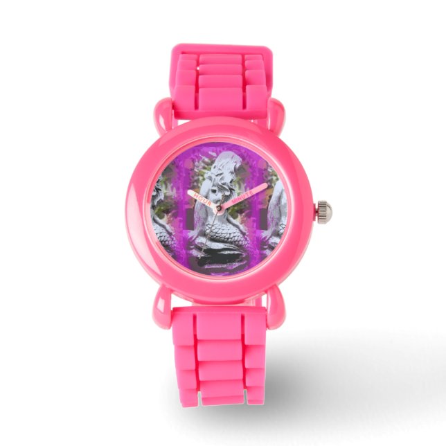 roze en paarse zeemeermin horloge (Voorkant)