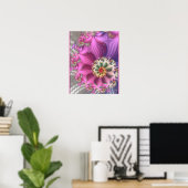 Roze en Paarse Zijdeachtige Fractal Poster (Thuiskantoor)