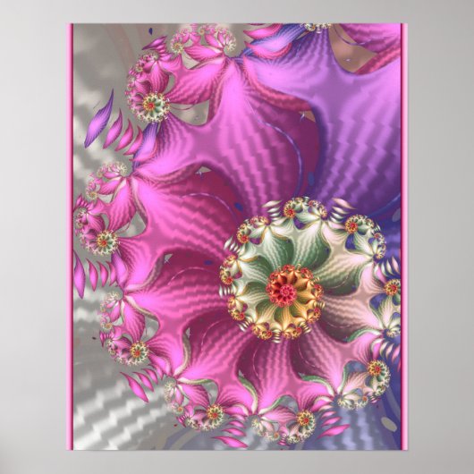 Roze en Paarse Zijdeachtige Fractal Poster (Voorkant)