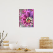 Roze en Paarse Zijdeachtige Fractal Poster (Keuken)