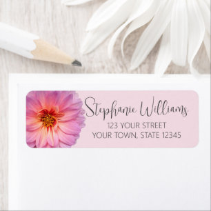 Roze en Paarse Zinnia Flower Return Adreslabel Etiket