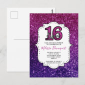 Roze en Paarse zoete 16 Sparkle Glitter Gemstone Briefkaart (Voorkant / Achterkant)