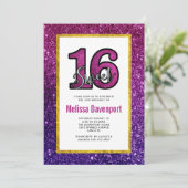 Roze en Paarse zoete 16 Sparkle Glitter Gemstone Kaart (Staand voorkant)