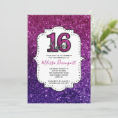 Roze en Paarse zoete 16 Sparkle Glitter Gemstone Kaart (Staand voorkant)