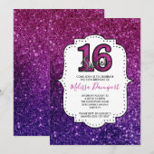 Roze en Paarse zoete 16 Sparkle Glitter Gemstone Kaart (Voorkant / Achterkant)