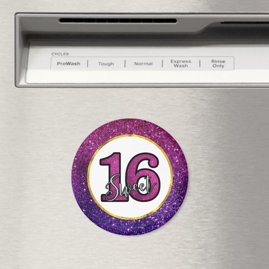 Roze en Paarse zoete 16 Sparkle Glitter Gemstone Magneet (Insitu (Vaatwasser))