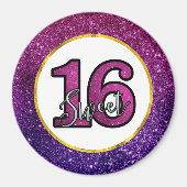 Roze en Paarse zoete 16 Sparkle Glitter Gemstone Magneet (Voorkant)