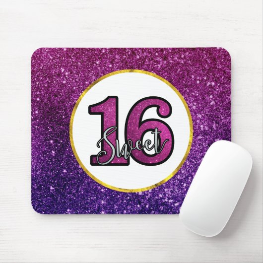 Roze en Paarse zoete 16 Sparkle Glitter Gemstone Muismat (Met muis)