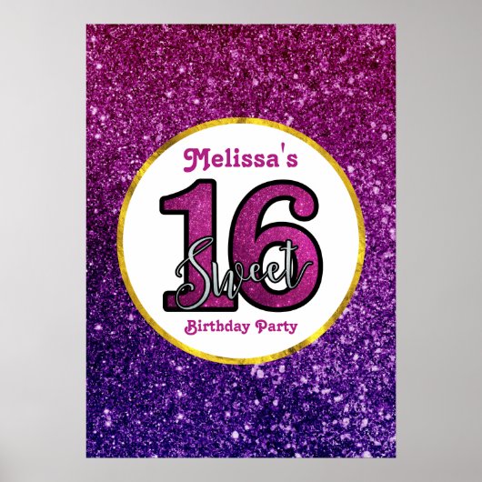 Roze en Paarse zoete 16 Sparkle Glitter Gemstone Poster (Voorkant)