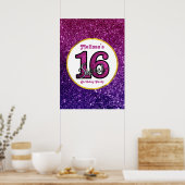 Roze en Paarse zoete 16 Sparkle Glitter Gemstone Poster (Keuken)