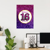 Roze en Paarse zoete 16 Sparkle Glitter Gemstone Poster (Thuiskantoor)