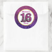 Roze en Paarse zoete 16 Sparkle Glitter Gemstone Ronde Sticker (Tas)