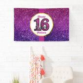 Roze en Paarse zoete 16 Sparkle Glitter Gemstone Spandoek (Insitu)